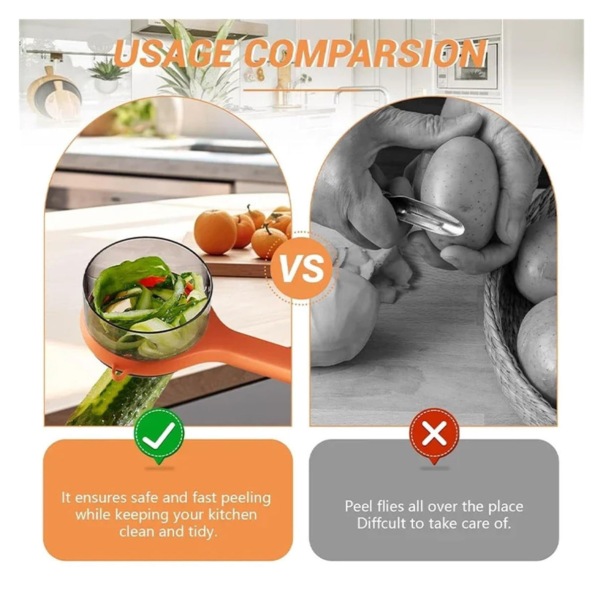 Cuchillo Pelador Manual con Caja de Almacenamiento, Pelador Multifuncional de Frutas y Verduras de Acero Inoxidable, Cortador de Manzanas, Papas y Pepinos para Cocina – UC004