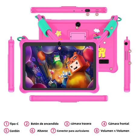 Tablet Infantil con 7 Pulgadas, 32GB, Android 13, Cámara Dual, WiFi y Control Parental TP001 - Yesmart